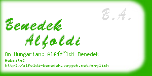 benedek alfoldi business card